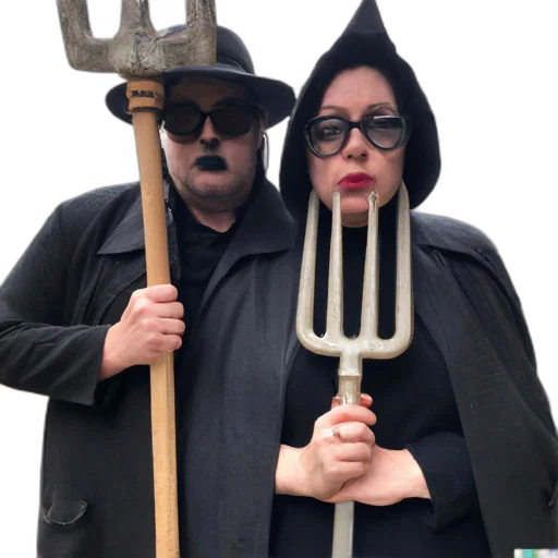 staff, hat, two, people transparent PNG cut-out