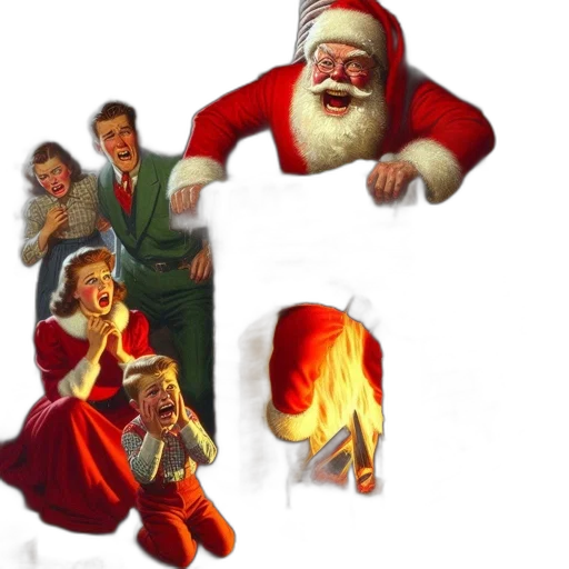 concept art, 3d render, fire, santa transparent PNG cut-out