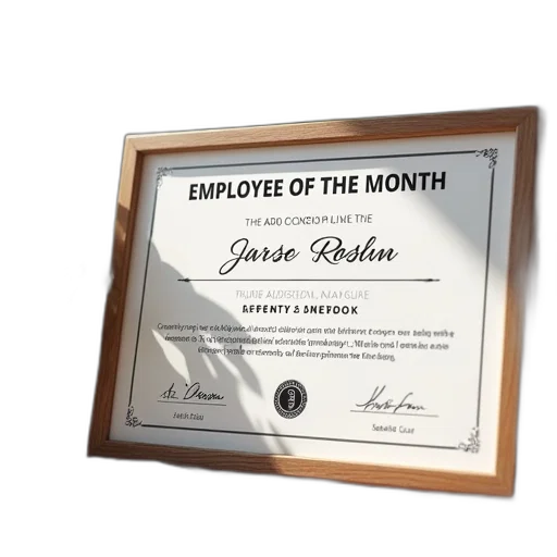 staff, employee, month, certificate transparent PNG cut-out