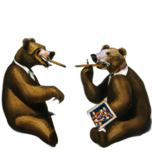 concept art, two, anthropomorphic, bears transparent PNG cut-out