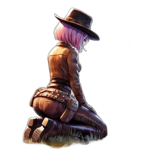 hat, jacket, staff, weapon transparent PNG cut-out
