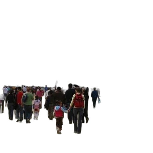 3d render, city street, crowd, people transparent PNG cut-out