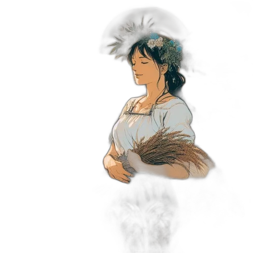 staff, hair, mask, dress transparent PNG cut-out