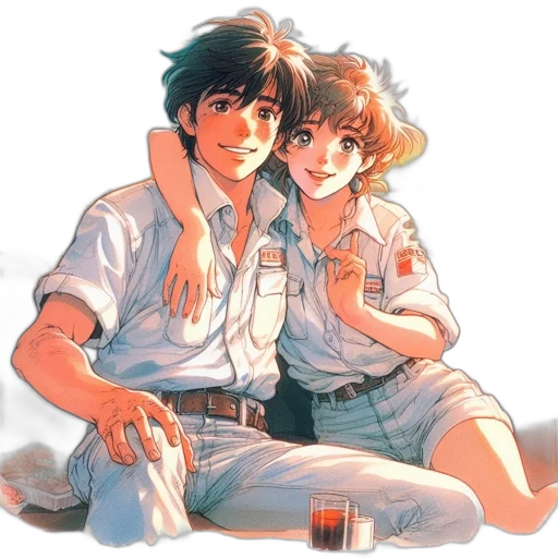 vaporwave, anime, concept art, watercolor transparent PNG cut-out