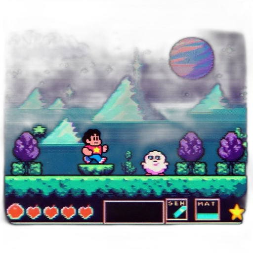 creature, pixel art, concept art, vaporwave transparent PNG cut-out
