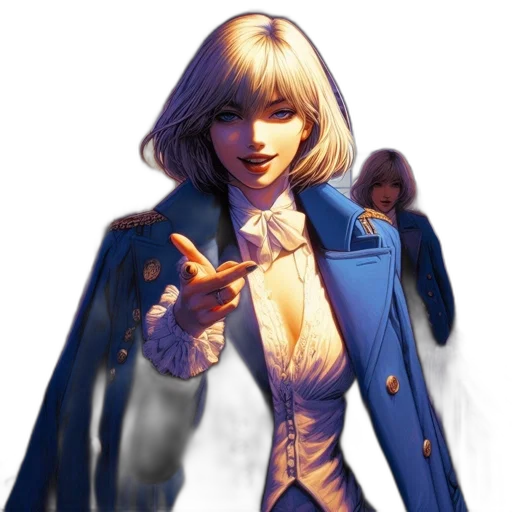jacket, face, staff, weapon transparent PNG cut-out