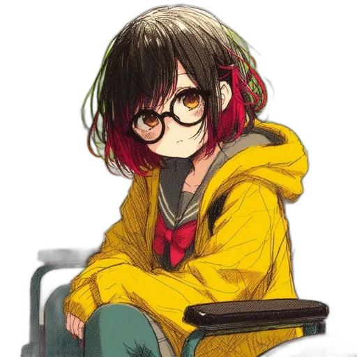 jacket, staff, hair, face transparent PNG cut-out