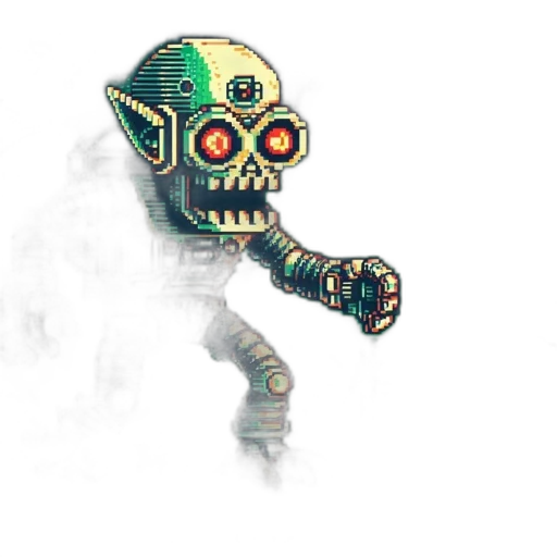 robot, mask, creature, staff transparent PNG cut-out