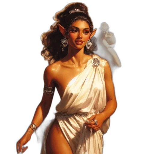 dress, jewelry, staff, fantasy art transparent PNG cut-out