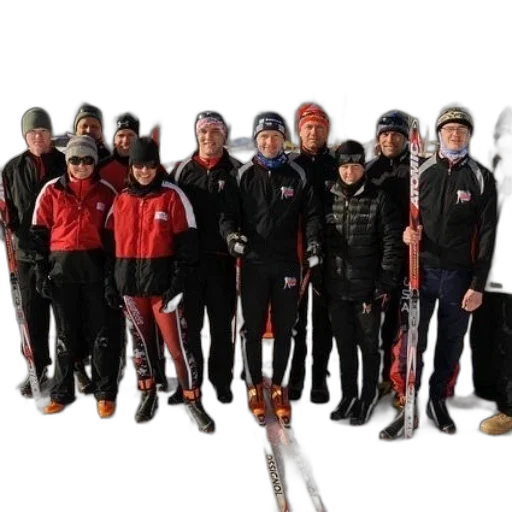 staff, group, skiers, pose transparent PNG cut-out