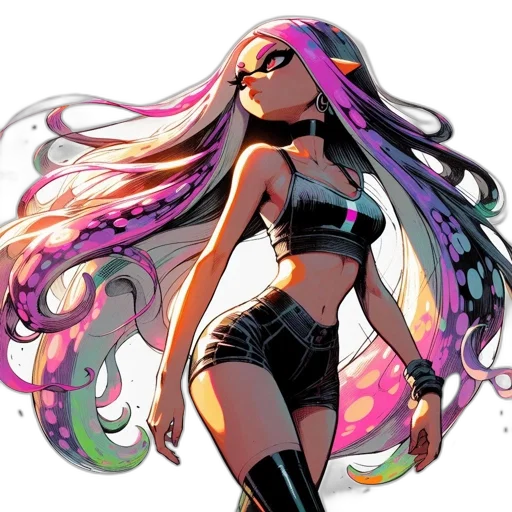 hair, concept art, comic book art, cyberpunk transparent PNG cut-out