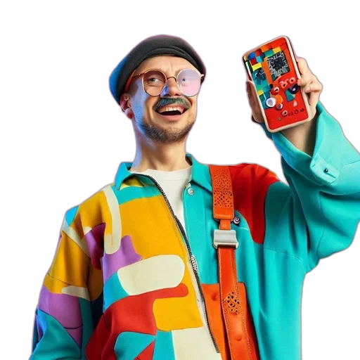 jacket, staff, robot, face transparent PNG cut-out
