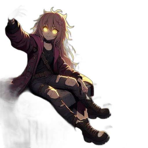 creature, mask, staff, jacket transparent PNG cut-out
