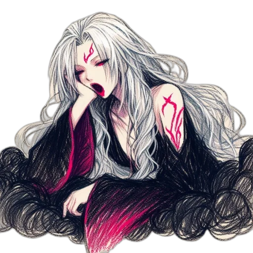 hair, creature, watercolor, fantasy art transparent PNG cut-out