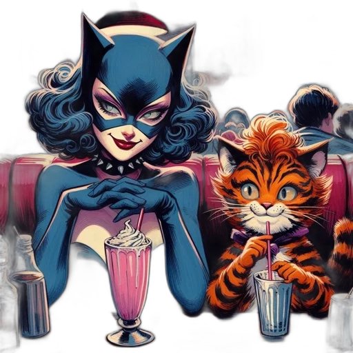 comic book art, concept art, fantasy art, cat-like transparent PNG cut-out