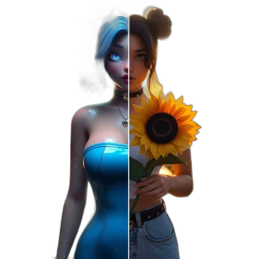 dress, flower, concept art, 3d render transparent PNG cut-out