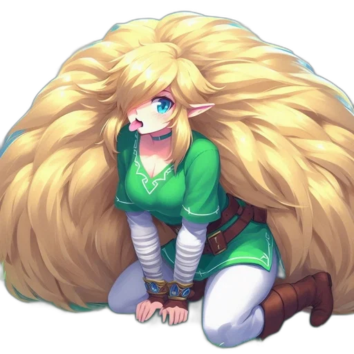hair, mask, staff, creature transparent PNG cut-out