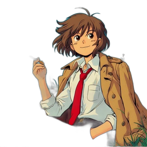 jacket, staff, anime, concept art transparent PNG cut-out