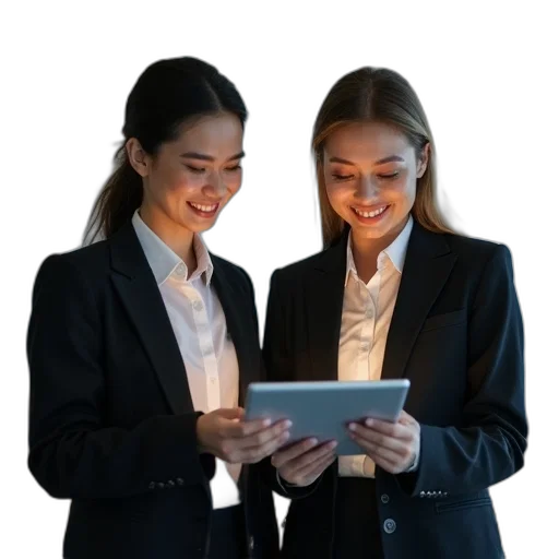 staff, two, business, colleagues transparent PNG cut-out