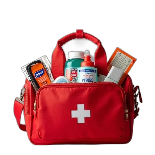 red, bag, filled, various transparent PNG cut-out