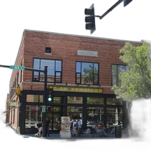 building, city street, brick, sign transparent PNG cut-out