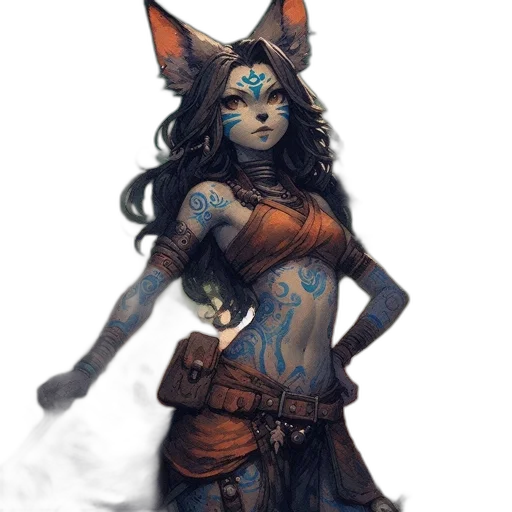 staff, mask, dress, fantasy art transparent PNG cut-out