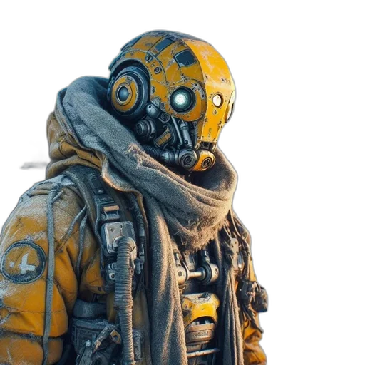 mask, jacket, robot, creature transparent PNG cut-out