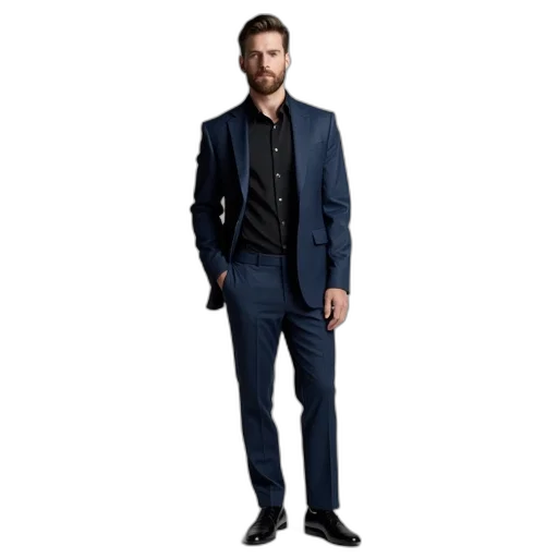 jacket, blue, man, standing transparent PNG cut-out
