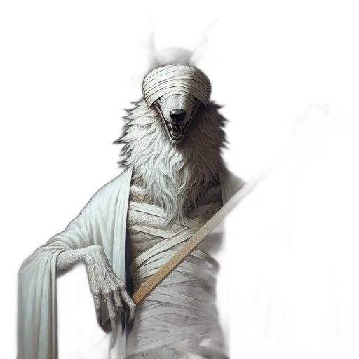 creature, mask, dragon, staff transparent PNG cut-out