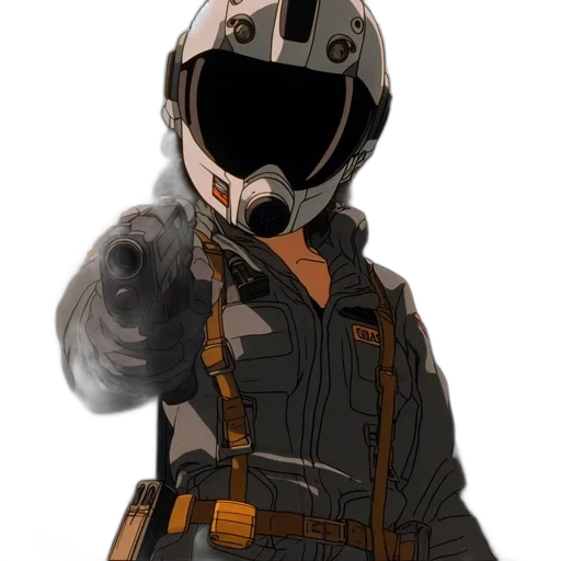 mask, jacket, staff, weapon transparent PNG cut-out