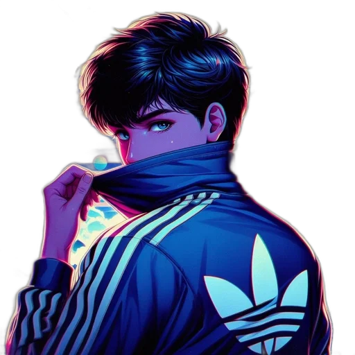 jacket, face, mask, vaporwave transparent PNG cut-out