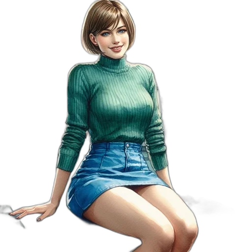 dress, jacket, staff, concept art transparent PNG cut-out