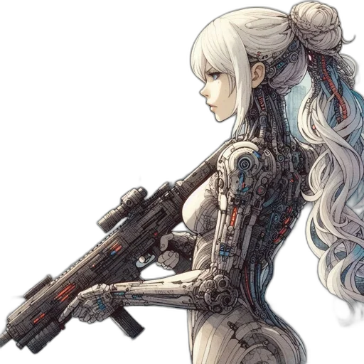 weapon, robot, concept art, cyberpunk transparent PNG cut-out