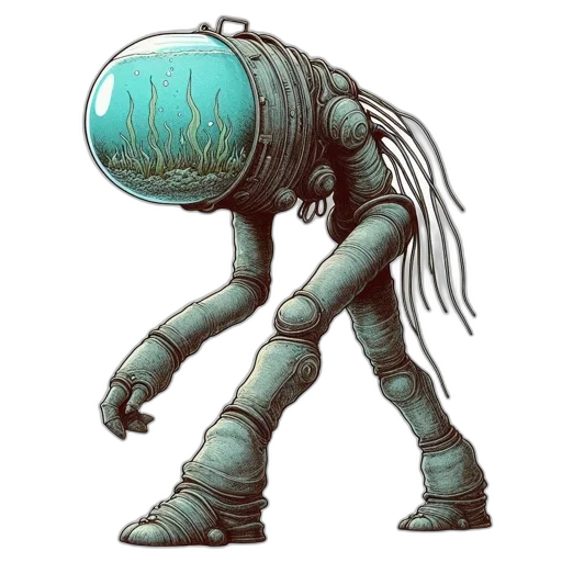 creature, robot, mask, staff transparent PNG cut-out