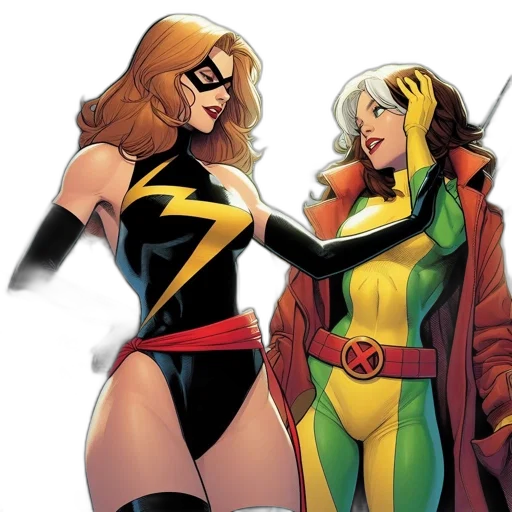 comic book art, concept art, two, female transparent PNG cut-out