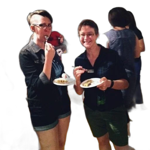 food, two, women, eating transparent PNG cut-out