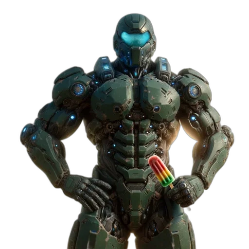 robot, weapon, 3d render, concept art transparent PNG cut-out