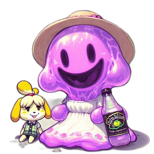 bottle, creature, dress, hat transparent PNG cut-out