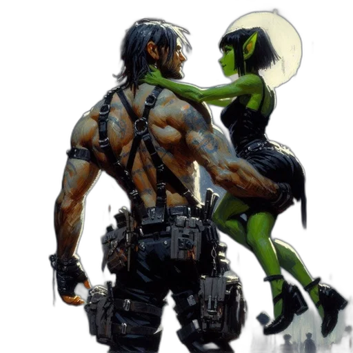 comic book art, concept art, fantasy art, cyberpunk transparent PNG cut-out