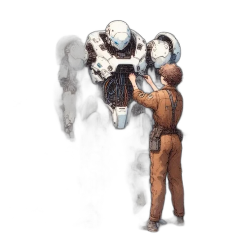 robot, mask, weapon, creature transparent PNG cut-out