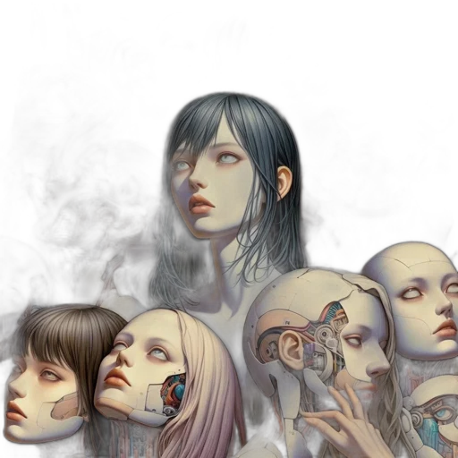 face, mask, concept art, cyberpunk transparent PNG cut-out