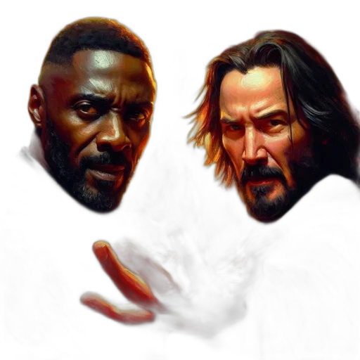 face, concept art, comic book art, pixel art transparent PNG cut-out