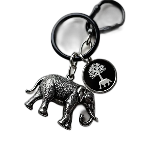 jewelry, monochrome, silver, elephant-shaped transparent PNG cut-out