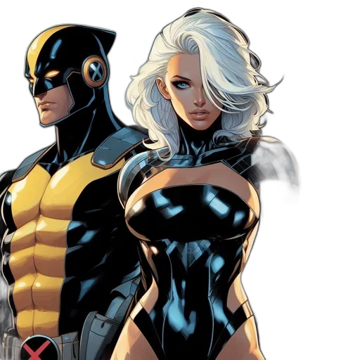 comic book art, concept art, golden, two transparent PNG cut-out