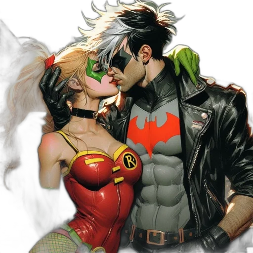 comic book art, concept art, two, animated transparent PNG cut-out