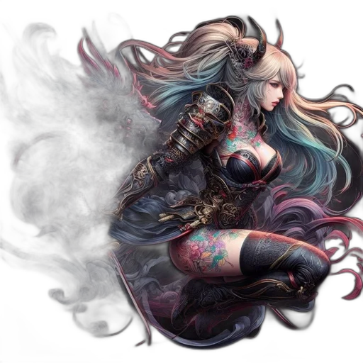 dragon, dress, sword, weapon transparent PNG cut-out