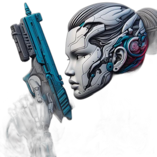 robot, weapon, concept art, cyberpunk transparent PNG cut-out