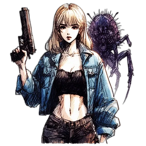 weapon, jacket, comic book art, concept art transparent PNG cut-out