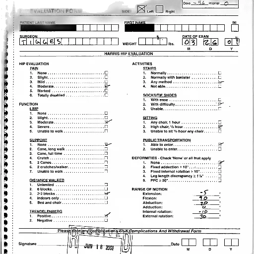 hip, evaluation, form, patient transparent PNG cut-out