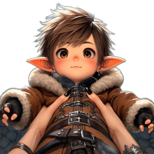 jacket, face, staff, creature transparent PNG cut-out